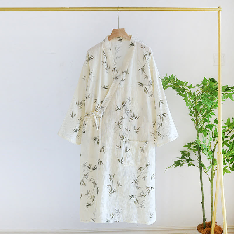 Pure Cotton Bamboo Print Comfy Bathrobe