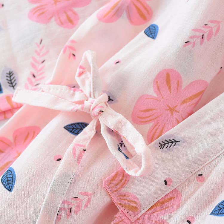 Floral Double Layer Cotton Gauze Nightdress