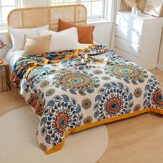 Pastoral Flower Print Reversible Quilt - Beige - King - image 0
