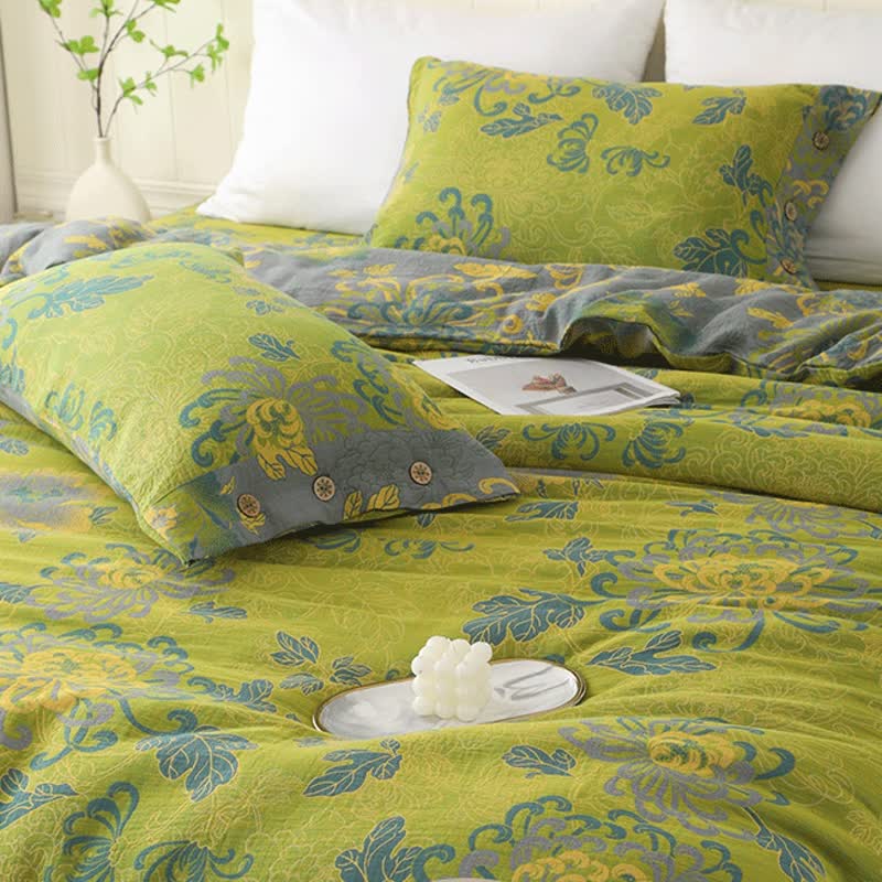 Luxurious Jacquard Floral Cotton Gauze Bedding Set(4PCS)