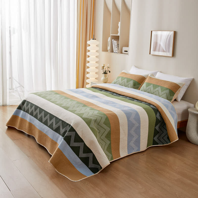 Modern Zigzag & Line Cotton Quilted Bedding