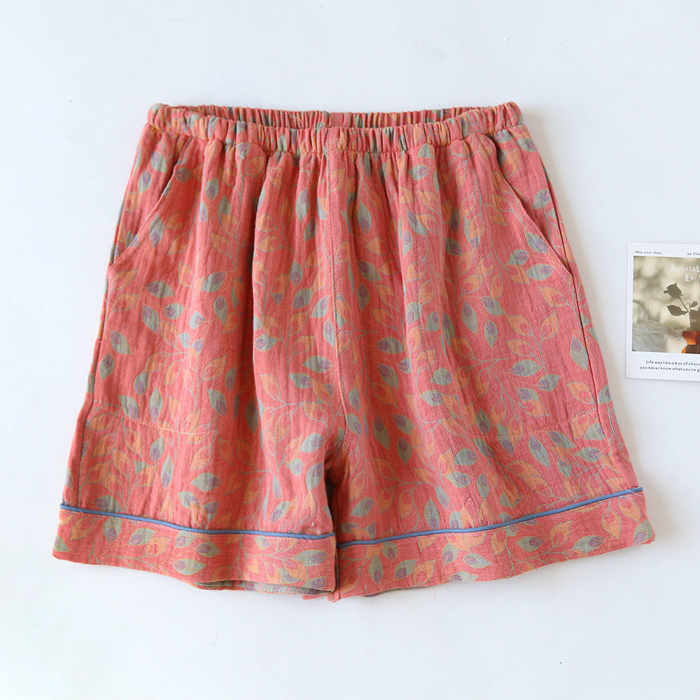 Yarn-dyed Jacquard Cotton Gauze Pajama Shorts