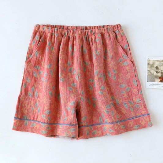 Yarn-dyed Jacquard Cotton Gauze Pajama Shorts