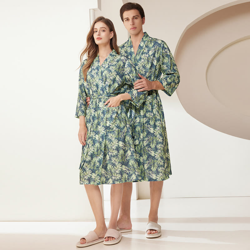 Palm Leaves Absorbent Breathable Bathrobe