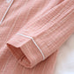 Solid Color Striped Lapel Nightdress - image 6