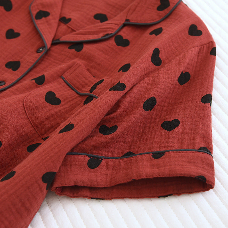 Heart Print Pure Cotton Pajama Set(3PCS) - image 3