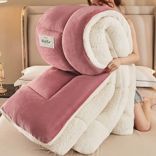 Solid Color Thick Warm Blanket with Quilt Core - image 2