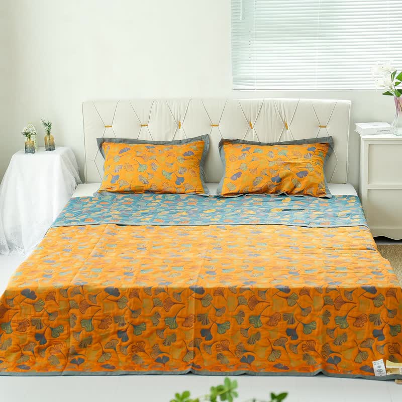 Ginkgo Leaf Cotton Reversible Quilt - image 4
