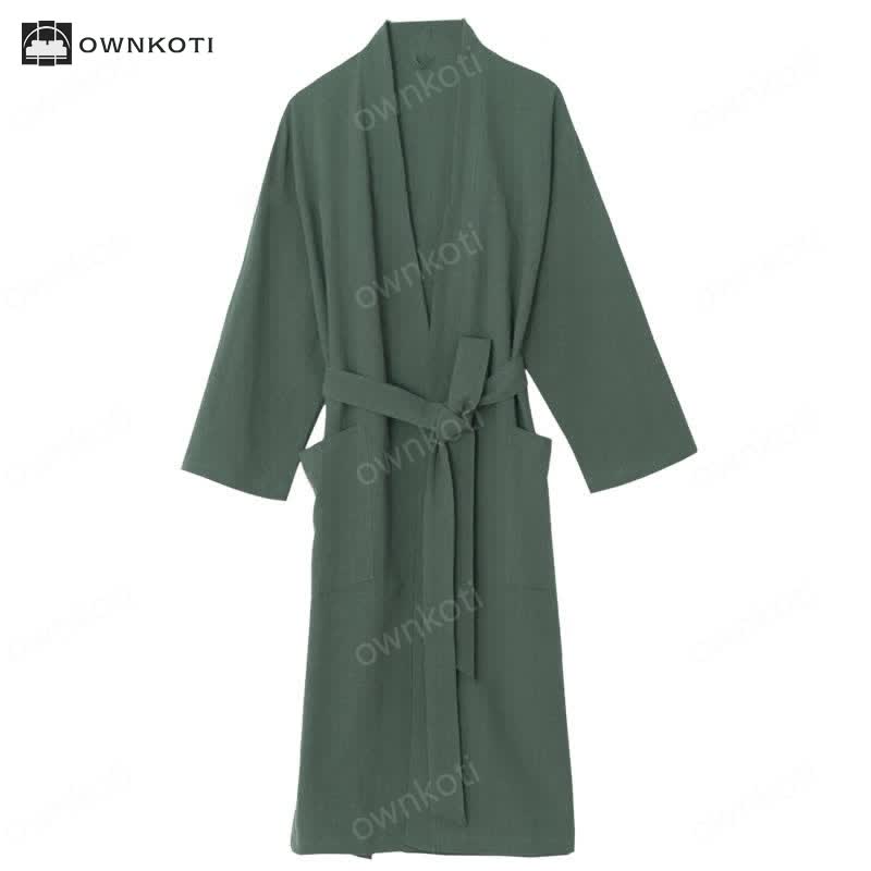 Ownkoti Soft V-Neck Bathrobe Sleepwear with Pockets