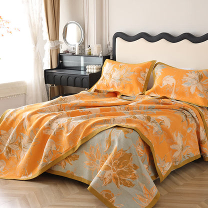 Ownkoti Blossoming Flower Cotton Gauze Breathable Quilt - Quilt with 2pcs Pillowcases - Full - image 0