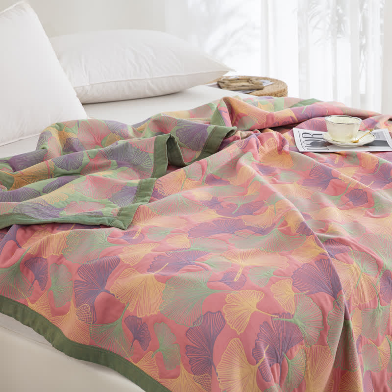 Ownkoti Ginkgo Leaf Three Layers Cotton Gauze Quilt - image 11