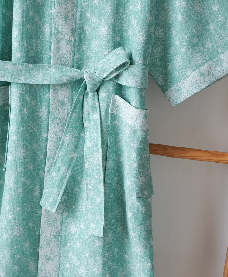 Elegant V-neck Cotton Gauze Summer Bathrobe - image 2