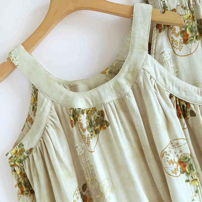 Flower Bamboo Fiber Tank Top Loungewear Set - image 2