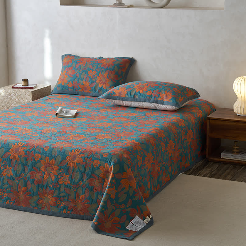 Pure Cotton Yarn-dyed Blooming Flower Quilt - image 5