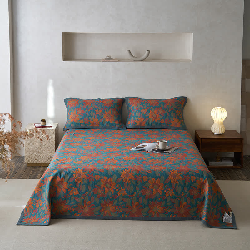 Pure Cotton Yarn-dyed Blooming Flower Quilt - image 4