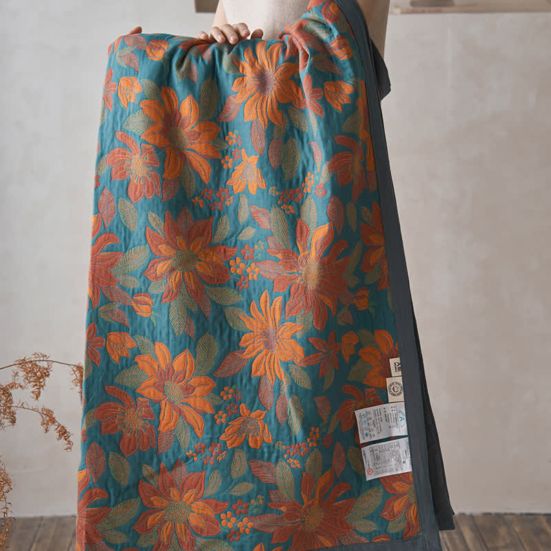 Pure Cotton Yarn-dyed Blooming Flower Quilt - image 12