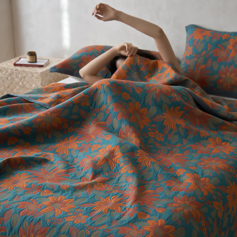 Pure Cotton Yarn-dyed Blooming Flower Quilt - image 11