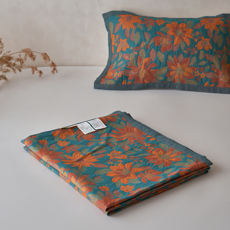 Pure Cotton Yarn-dyed Blooming Flower Quilt - image 13