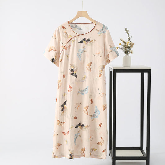 Bamboo Fiber Rural Butterfly Summer Nightgown - XL - image 0