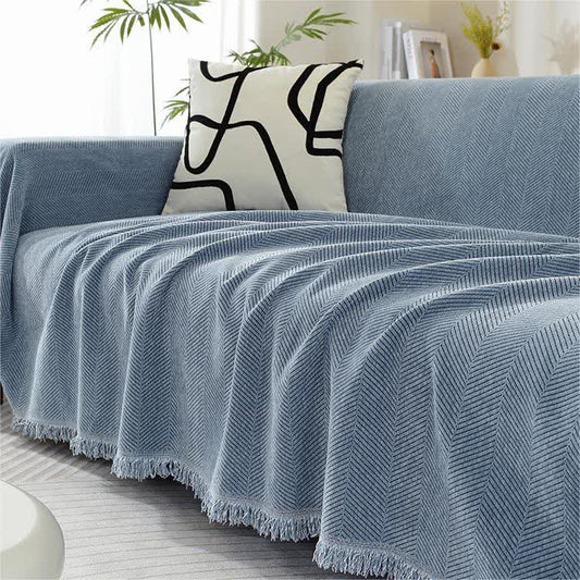 Chenille Herringbone Tassel Couch Cover - image 0