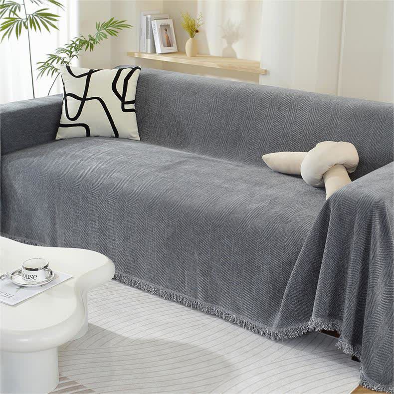 Chenille Herringbone Tassel Couch Cover - image 9