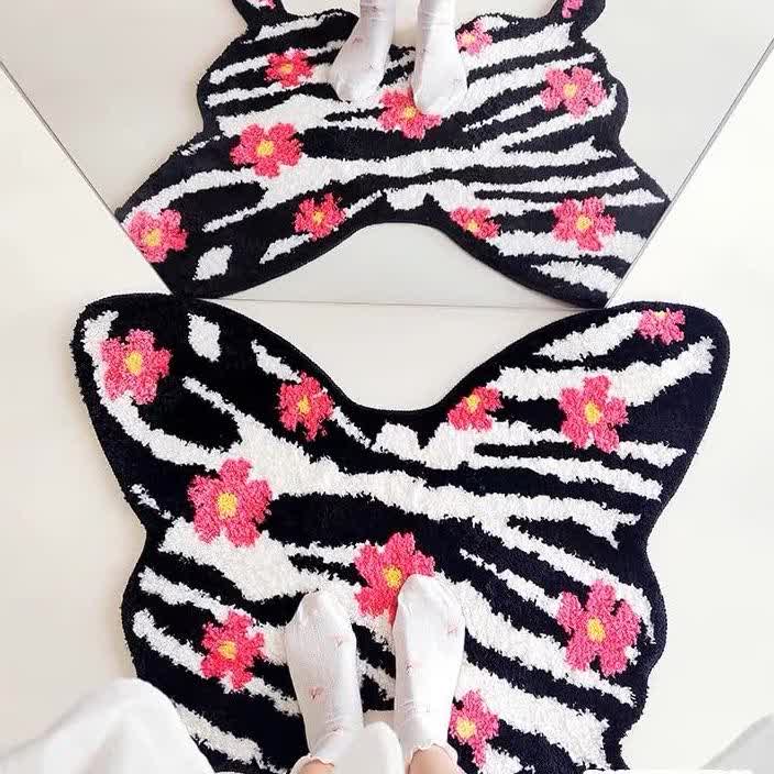 Floral Zebra Print Soft Decorative Rug