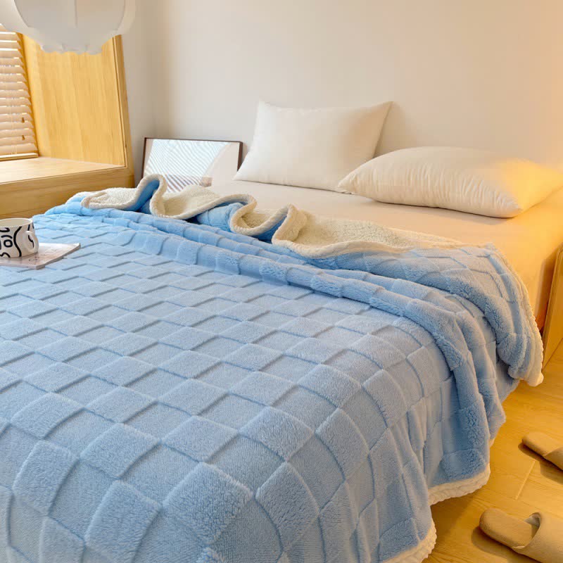 Checkerboard Texture Soft Sherpa Blanket