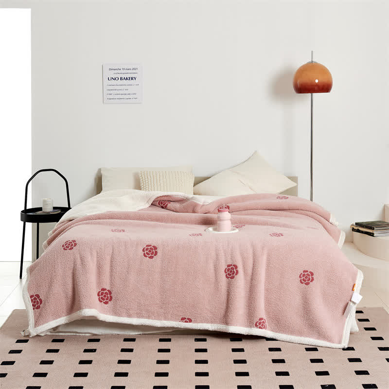 Girly Pastoral Camellia Fleece Blanket