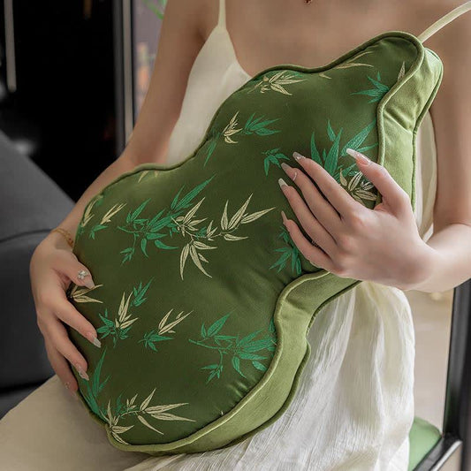 Gourd Shape Bamboo Print Lumbar Pillow