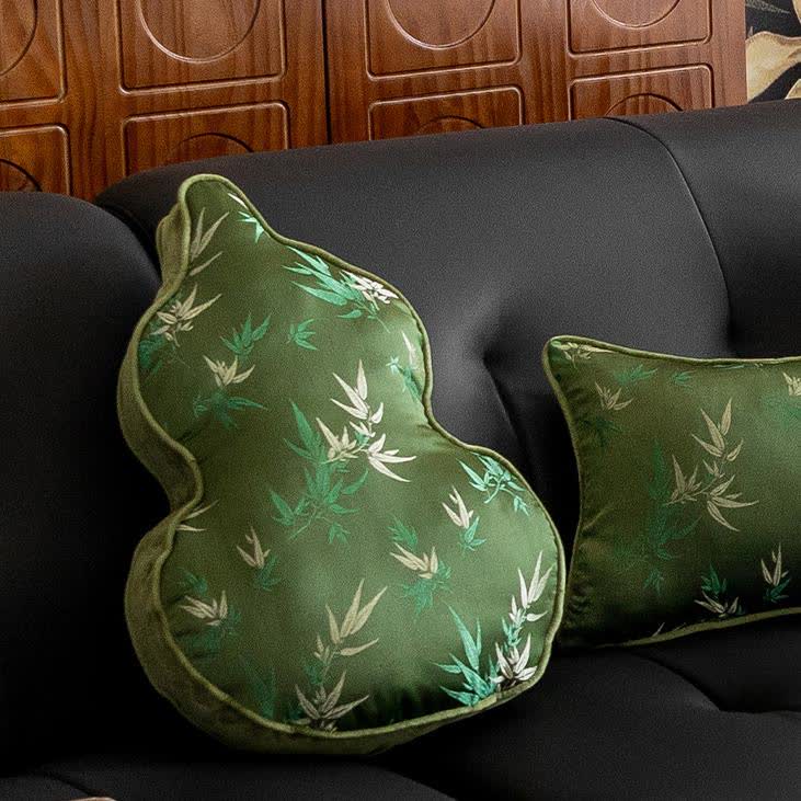 Gourd Shape Bamboo Print Lumbar Pillow