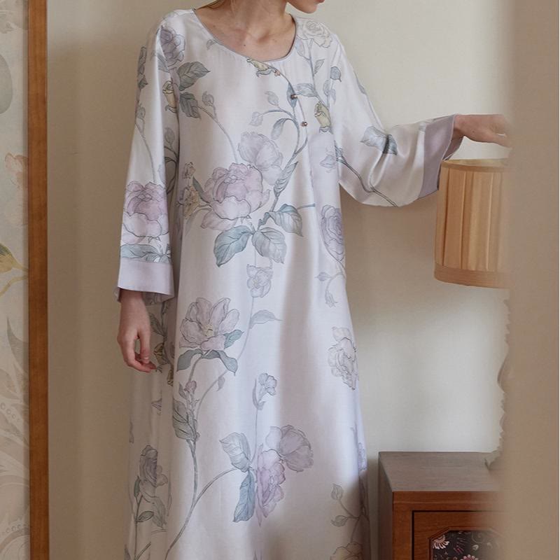 Lyocell Fiber Elegant Floral Nightdress