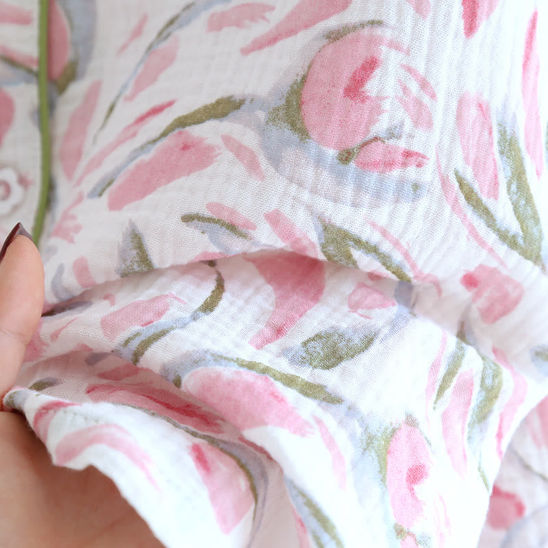 Floral Tulip Cotton Gauze Pajama Set