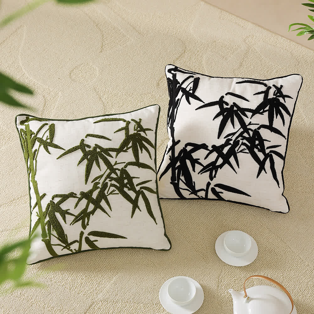 Elegant Embroidered Bamboo Decorative Pillowcase