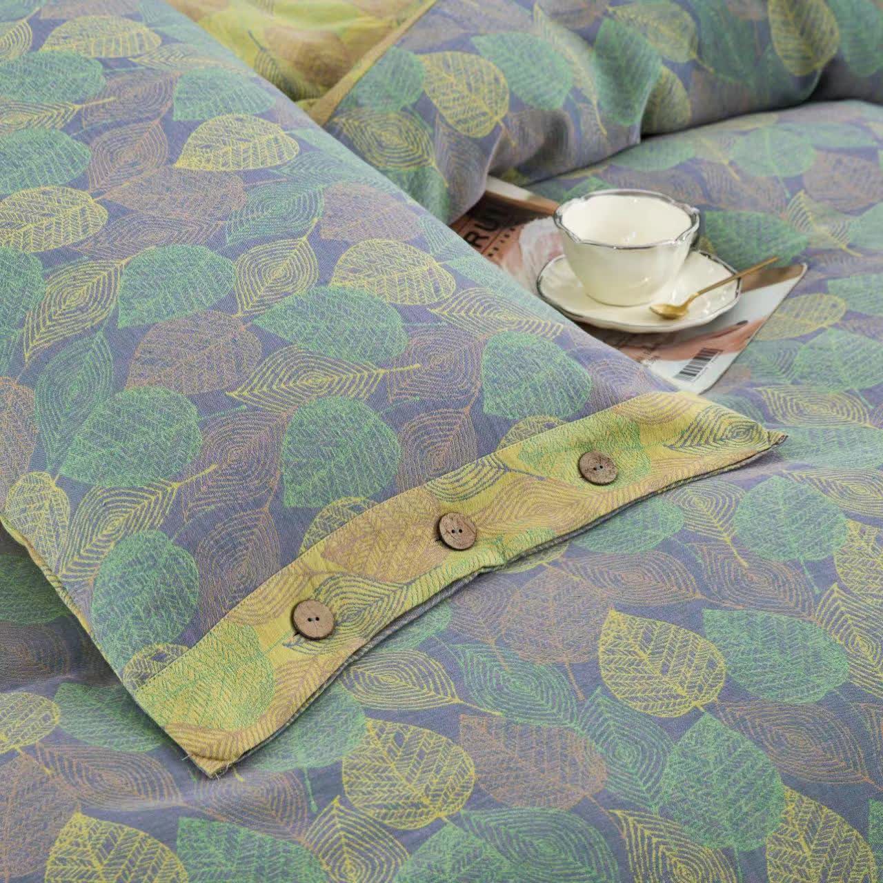 Cotton Gauze Lush Leaf Bedding Set (4PCS)