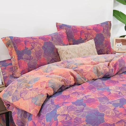 Jacquard Luxurious FLoral Cotton Bedding Set (4PCS)