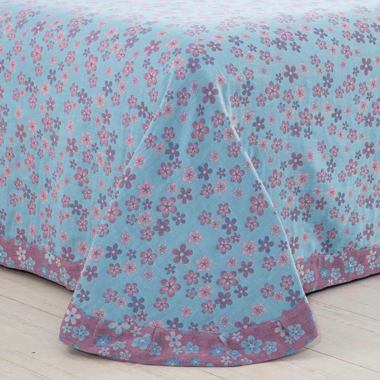 FLoral Button Cotton Gauze Bedding Set (4PCS)