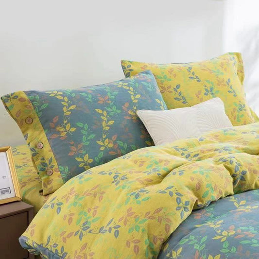 Refresh Leaf Cotton Button Bedding Set (4PCS)