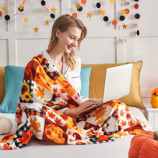 Halloween Pastoral Pumpkin Flannel Blanket