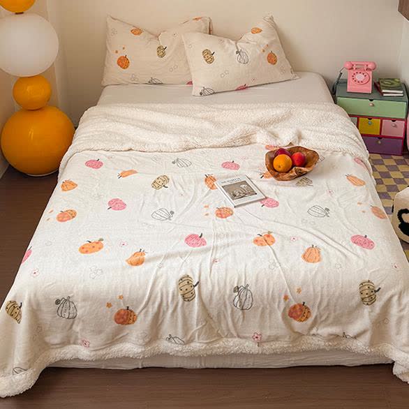 Halloween Pumpkin Sherpa Fleece Blanket