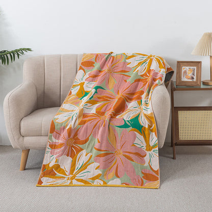 Vibrant Floral Cotton Gauze Breathable Towel