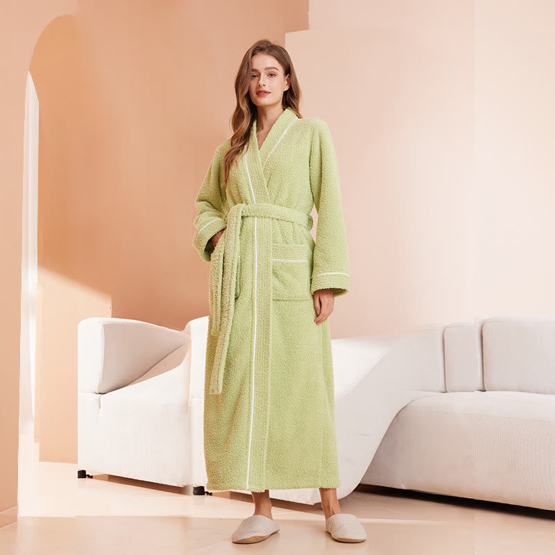 Comfy Fleece Solid Color Long Bathrobe