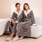 Vertical Line Texture Fleece Long Bathrobe