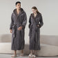 Fleece Hooded Winter Long Bathrobe