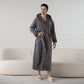 Fleece Hooded Winter Long Bathrobe - Dark Gray - Men XL - image 6
