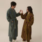 Winter Fleece Modern Stripe Long Bathrobe