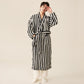 Winter Fleece Modern Stripe Long Bathrobe - Bathrobe with pants - Black & White - Men XXL - image 9