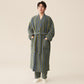 Winter Fleece Modern Stripe Long Bathrobe - Bathrobe with pants - Dark Green - Men L - image 3