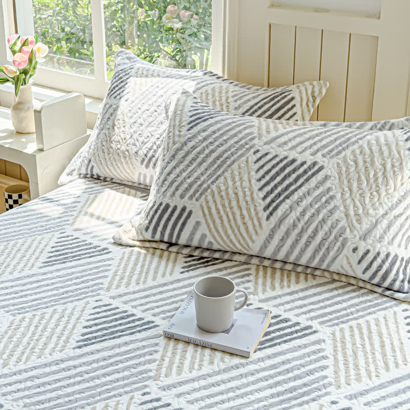 Geometric Line Warm Soft Bedding Set(4PCS)