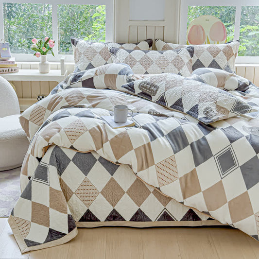 Diamond Print Winter Warm Bedding Set(4PCS)