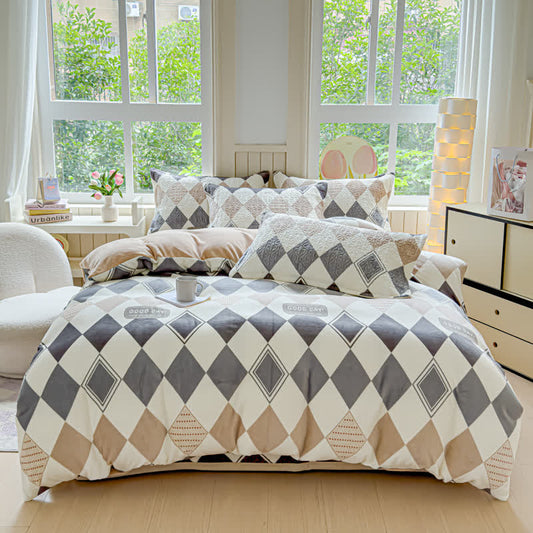 Diamond Print Winter Warm Bedding Set(4PCS)